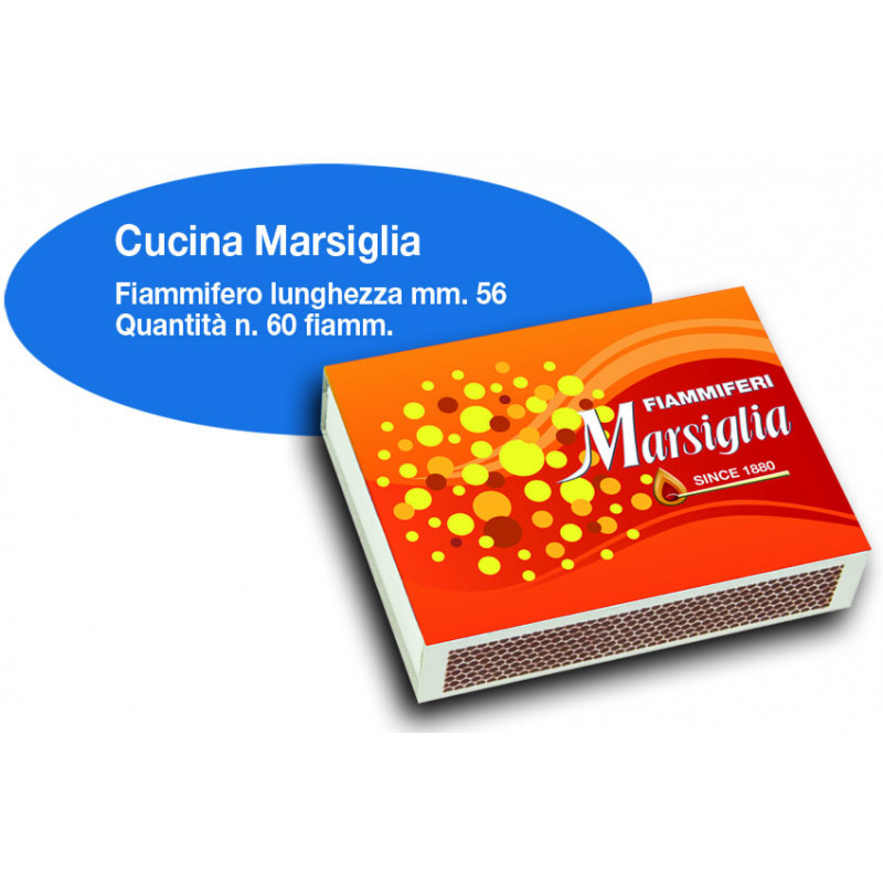 FIAMMIFERI MARSIGLIA CUCINA 56mm 60fiammiferi 1x50pz FIAMMIFERI MARSIGLIA CUCINA 56mm 60fiammiferi 1x50pz
