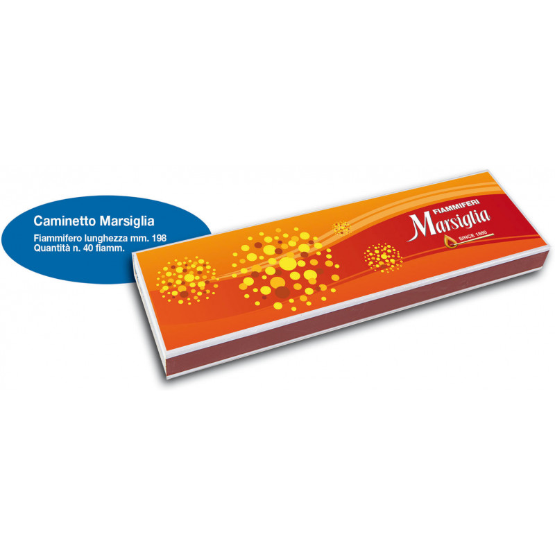 FIAMMIFERI MARSIGLIA CAMINETTO 198mm 40fiammiferi 1x10pz FIAMMIFERI MARSIGLIA CAMINETTO 198mm 40fiammiferi 1x10pz