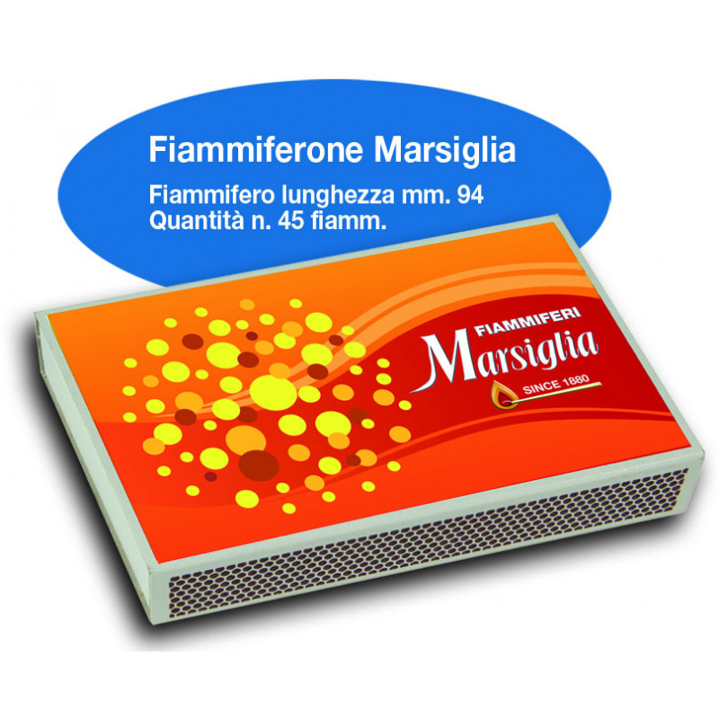 FIAMMIFERI MARSIGLIA FIAMMIFERONE 94mm 45fiammiferi 1x10pz FIAMMIFERI MARSIGLIA FIAMMIFERONE 94mm 45fiammiferi 1x10pz