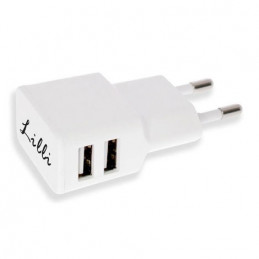 CARICABATT. ADATTATORE USB CASA DOPPIO B/N 1pz              